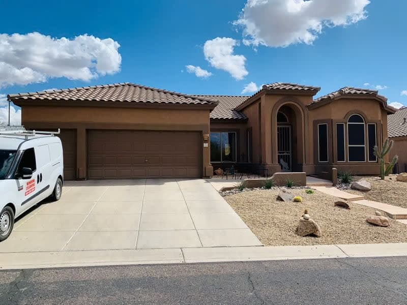 Residential window cleaning — single-story Las Sendas home, Mesa, Arizona